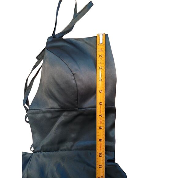 Cicinia Satin Formal Maxi Dress Prom XS Teal Elegant Spaghetti Strap NEED REPAIR - Picture 12 of 16